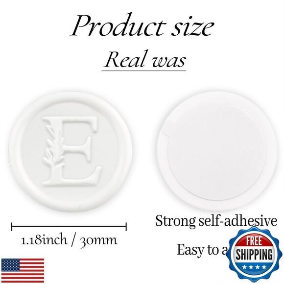 50Pcs White Wax Seal E Stickers Handmade Vintage Botanical Leaves Adhesive - Picture 2 of 5